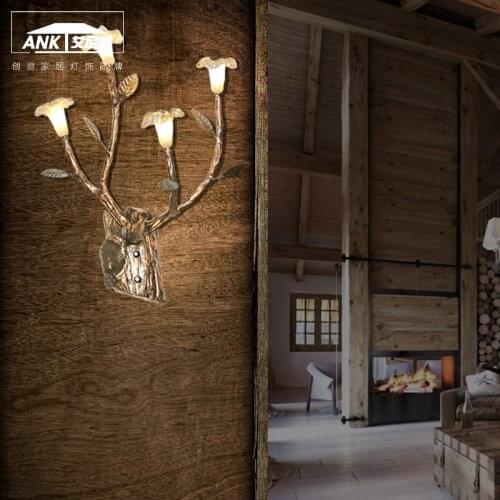Post-modern Chinese garden branch art flower wall lamp resin clothing stores bar dining room wall lamp