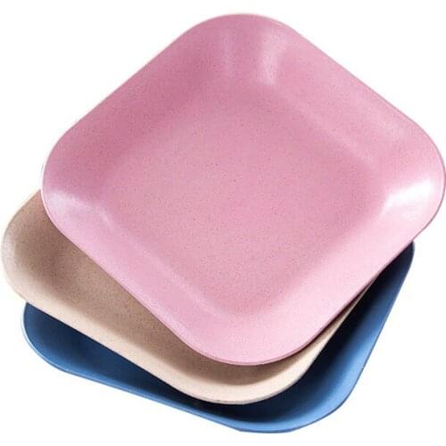 Natural Wheat Straw Dessert Plate Dishes Baby Feeding Tray Multifunctional Fruit Plates Solid Snack Dinner Tableware MBG0556