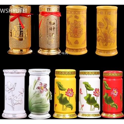 Traditional Buddhism Ceramics Incense Bucket Ornaments Buddha Hall Offer Table Accessories Home Creativity Desktop Flower Vase