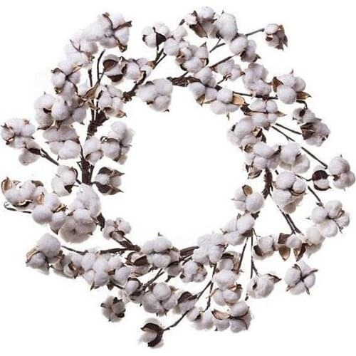 1pc 20 Inch Dried Floral Country Living Natural Cotton Boll Flower Wreath for Farmhouse Wall Door Decoration