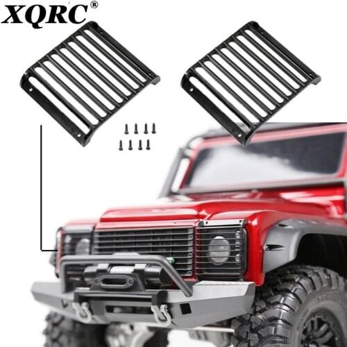 XQRC 2Pcs TRX4 Defender Metal Front Lamp Guards Headlight Cover Guard Grille for 1/10 RC Crawler Car Traxxas TRX-4