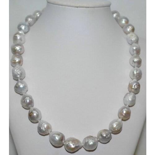 NEW fashion Natural Rare white 12-13mm irregular kasumi Pearl Necklace 18"-35inches