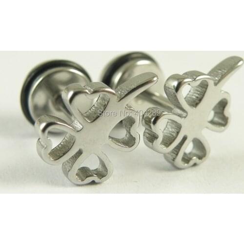 1 pair Mens Stainless Steel Clover Stud Earring Boys Party Gift Ear Body Jewelry for women