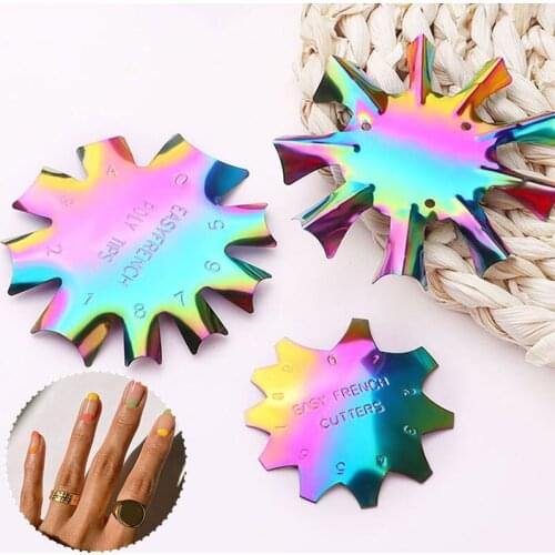 1 V-Line French Trim CUTTER Smile Template Holographic Stainless Oval/Edge/Triangle/Arc Nail DIY Equipments Nailart Trimmer Tips