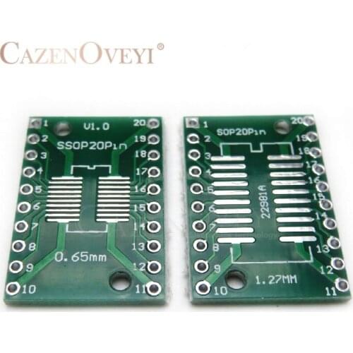 10pcs/lot SOP20 SSOP20 TSSOP20 to DIP20 Pinboard SMD To DIP Adapter 0.65mm/1.27mm to 2.54mm DIP Pin Pitch PCB Board Converter