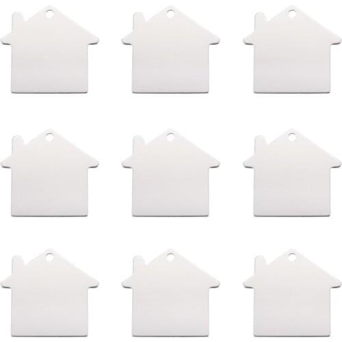 10Pcs Aluminum Stamping Blank Tag House Shape Pendants Charms For Handmade DIY Jewelry Making Accessories