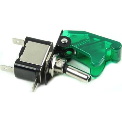3 Pcs LED Lights Cover12V Car Racing On Off Aircraft Type Green LED Toggle Switch