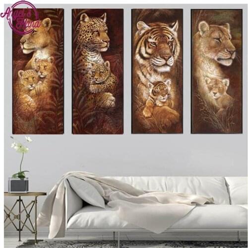 4pc Animal Diamond Embroidery 5D DIY Diamond Painting Christmas Tigers And Giraffes Cross Stitch Full square Rhinestone Mosaic