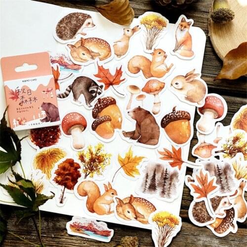 45Pcs/Box Mini Forest Kawaii Bear Paper Stickers Decoration Stationery Life log Label Sticker DIY For Schedule book Gift Sticker