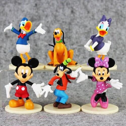 6-8cm 6pcs/Lot Clubhouse Mickey Mouse Minnie Donald Daisy Duck Goofy Pluto PVC Action Figure Model Toy Dolls Kids Gift