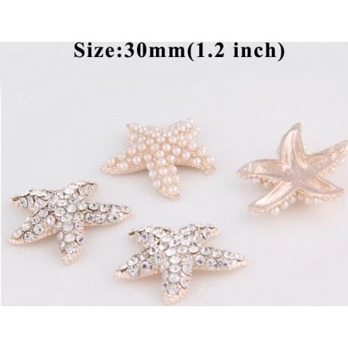 Free Shipping 20pcs/lot Rhinestone Starfish Button Crystal Flatback Button DIY Flower Centerpiece Wedding Embellishment LSB012