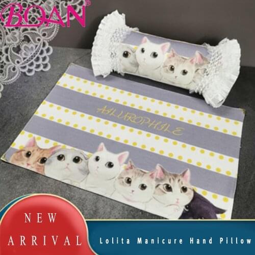 BQAN Lolita Nail Hand Pillow Set Black Tassel Lace Sleeve removable and washable Hand Pillow Waterproof Flax Hand Rest For Nail