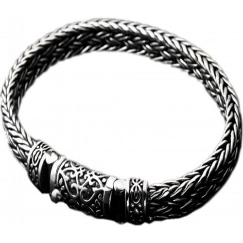 2020 New real solid S925 pure silver jewelry hand-woven bracelet for men Thai silver domineering man bracelet