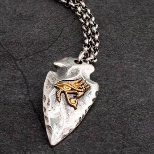 Egypt Eye of Horus Spear Stainless Steel Pendant Necklaces for Men Punk Jewelry