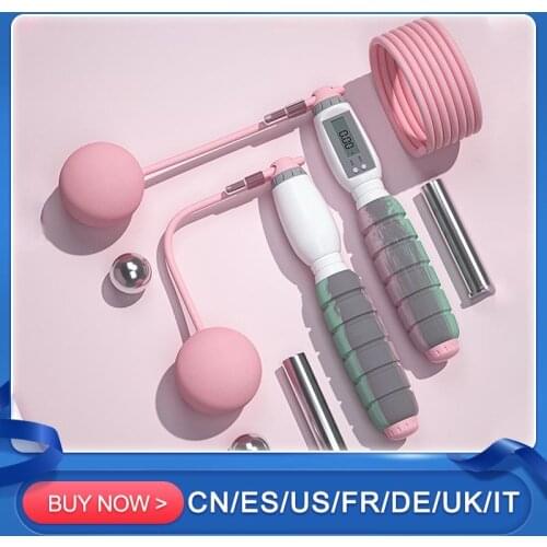 Gym Rope Skipping Ropeless EVA Skipping Rope Cordless Jump Rope For Kids Adults Portable Fitness Equipment With Digital Counter