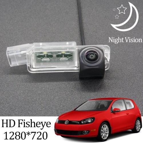 Owtosin HD 1280*720 Fisheye Rear View Camera For VW volkswagen golf MK6 2008 2009 2010 2011 2012 Car Vehicle Parking Accessories