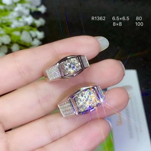 Fashion Moissanite Ring for Man 1ct & 2ct Moissanite Man Ring 925 Sterling Silver Moissanite Jewelry Trendy Man Gemstone Ring