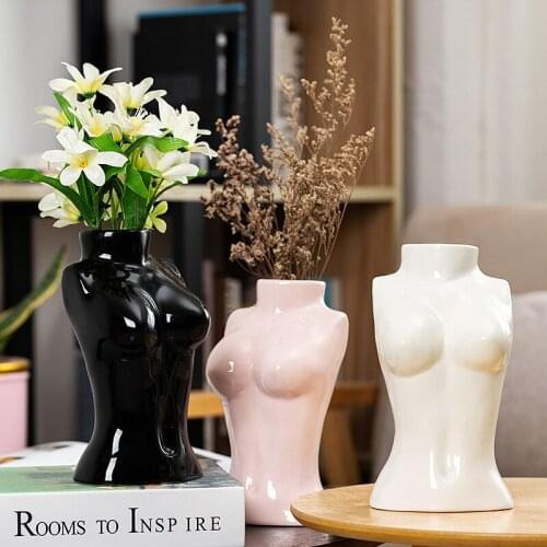 Hot Selling Nordic Abstract Female Body Art Design Sculpture Vase Home Decoration Ceramic Planter Flower Pot Flower Basket Ornam