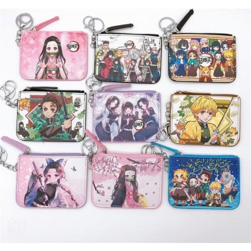 LISM Kimetsu no Yaiba 66851Anime Card Holder Cartoon Credit ID Bags Zipper Coin Bus Card Wallet Kid Girls Gifts