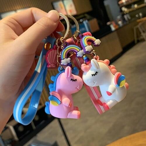 Fashion Couple Friend Gift Creative Anime Cartoon Sleep Beautiful Unicorn Quiet Silicone Cute Bag Mobile Car Key Chain K20026