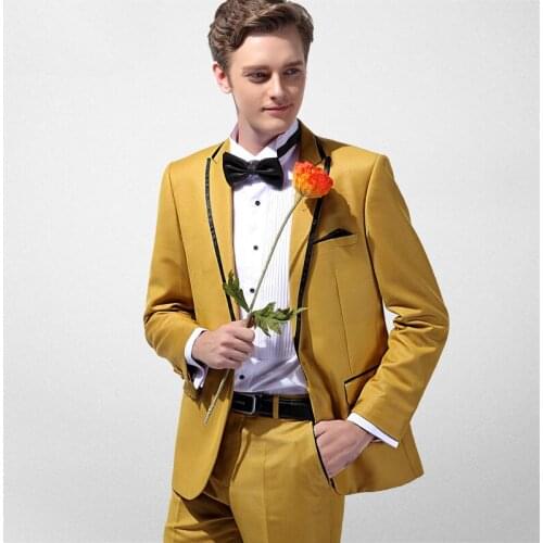 Mustard Men Suits Two Piece Set Prom Suits 2020 Mens Dress Suits Evening Suit Wear
