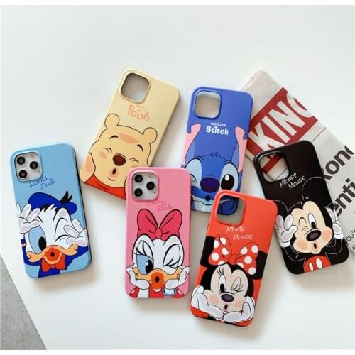 Cartoon Disney Mickey Minnie Stitch Soft Case for iPhone 12 Pro Max 11 Pro XS Max X XR 7 8 Plus Back Cover Silicone TPU Shell