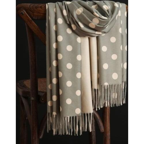 Shawl Autumn And Winter New Double-Sided Artificial Cashmere Scarf Womens Warm All-Match Printed Polka Dot Blanket Soft Cape