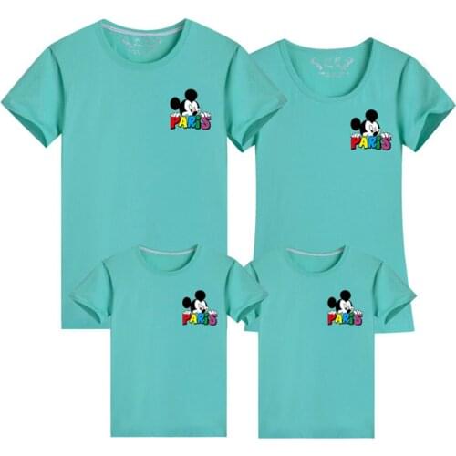 New Family T-shirts Summer Cotton Mickey Mouse Cartoons Print Kawaii Pullove Short Funny Casual Harajuku Clothes Loose Fashion