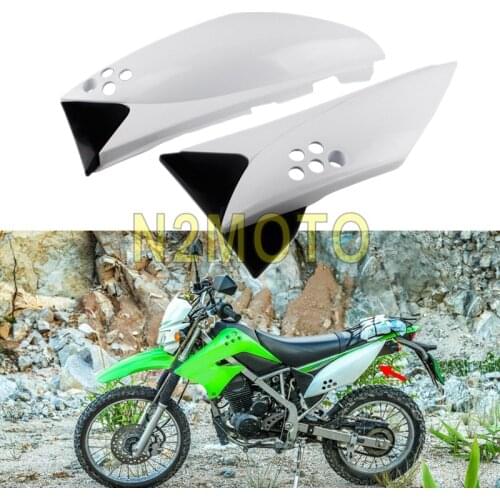 For Kawasaki KLX150 KLX 150 White Rear Side Panel Fairing Body Cover Frame Case Guard Plastic Motorcycle Side Cowl Fairing