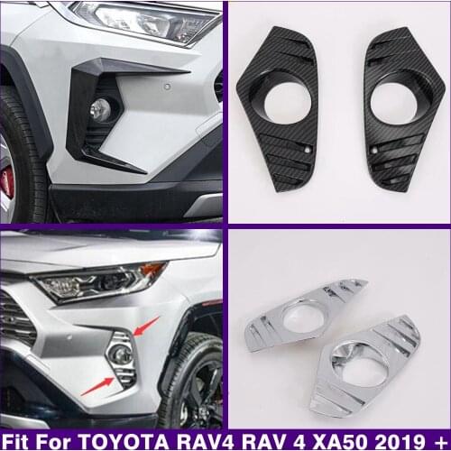 Front Fog Lights Lamps Frame Cover Trim For TOYOTA RAV4 RAV 4 XA50 2019 2020 2021 ABS Chrome / Carbon Fiber Exterior Refit Kit