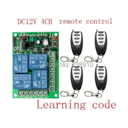 DC12V 4CH Remote Control Switch Automatic Door Operators Receiver 4 Transmitter Learning code Momentary Toggle Latched 315MHZ