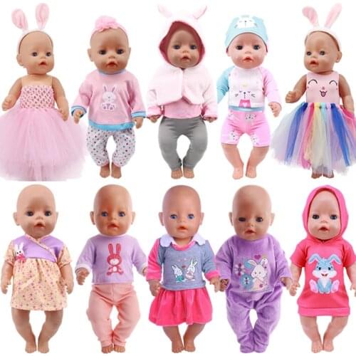 Rabbit Series Doll Clothes Shoes Cartoon Dress For 18 Inch American of Girl`s&43Cm Baby New Born Reborn Doll Russia Toy Gift DIY