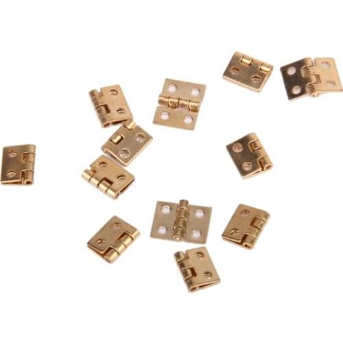 12pcs Cabinet Closet Mini Hinge for 1/12 Dollhouse Miniature Furniture Golden Pretend Play Furniture Toys Supplies Accessories