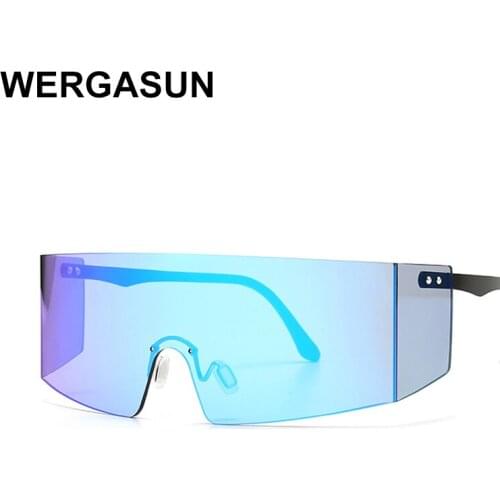 WERGASUN New Oversized Sunglasses Men Women Big Frame Sun Glasses Retro Rectangle Flat Shades Vintage Fashion Eyewear UV400