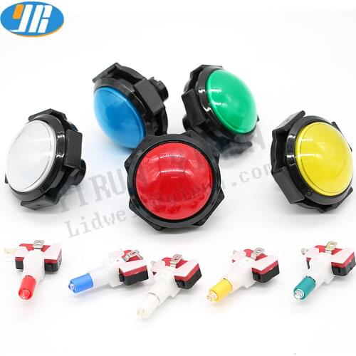 1pcs 60mm Big Round Convex surface Arcade Button 12V LED Illuminated Push Button Switch for Coin Operated Games (5 colors)