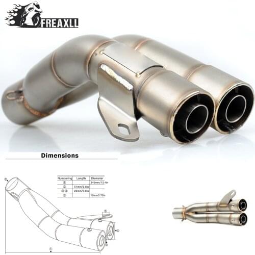 36-51MM Universal Motorcycle Double Exhaust Muffler Pipe escape moto For YAMAHA MT 01 07 09 ABS YZF R1 Kawasaki Z 750 800 1000