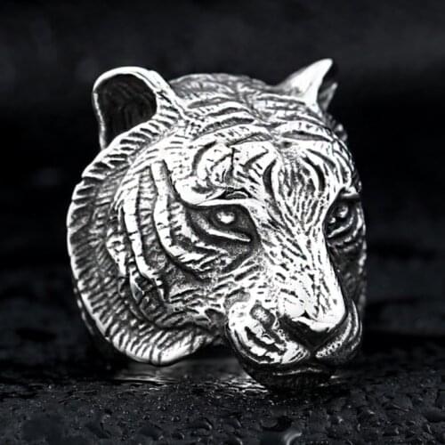High Quality Metal Domineering Tiger Head Men Biker Ring Unique Animal Style Rock Punk Jewelry