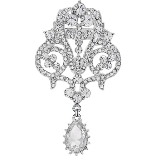 WEIMANJINGDIAN Factory Direct Sale Clear Crystal Rhinestones Dropped Wedding Brooch