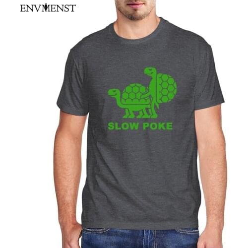 Funny Slow Poke T Shirts Men Clothing Harajuku Retro Horror Tee Vintage Top Cotton Turtle Graphic TShirt Men Funny Birthday Gift