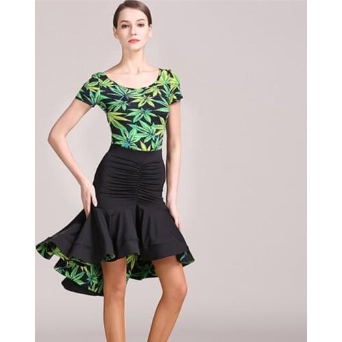 Green red women latin dress latin dance costumes for woman latin salsa dress for dance competition latin dance tango dress fring