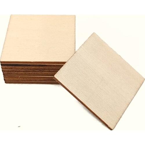 10pcs 50mm Unfinished Wood Pieces Squares Blank Wood Slices for Coasters, Painting Staining, DIY Crafts, Christmas Home