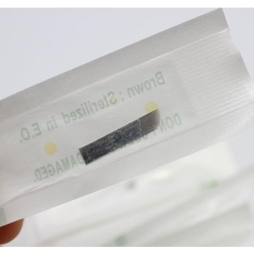100 Pcs 0.25mm 17 Needles Eyebrow Tattoo Manual Blade Permanent Makeup Microblading Needle 3D Eyebrow Tattoo Microblading