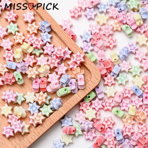 100pcs Acrylic Beads Colorful Star Shape Smiley Face Loose Spacer Beads for Jewelry Making DIY Bracelet Necklace Accessories