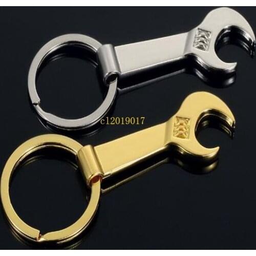 100pcs/lot 8.5*3.2cm Tool Metal Wrench Spanner Lever Bottle Opener Key Chain Keyring Gift Silver Gold 2 Color#25
