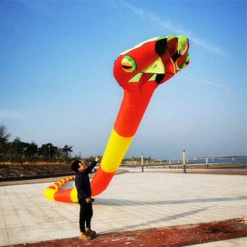 2020 New 3D Three-dimensional Soft Inflatable Adult 55m Snake Kite Large Animal Kite Outdoor Sports Flying Tool Kids Toys