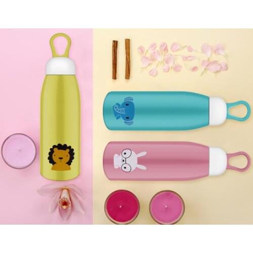 3 Size Cartoon Vacuum Cup Insulated Double Wall 304 Stainless Steel Mugs lovely water bottles 4 patterns available