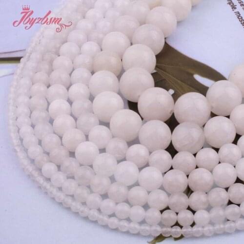 6/8/10/12mm Round White Jades Beads Smooth Loose Spacer Stone Beads For DIY Necklace Bracelets Earring Jewelry Making Strand 15"