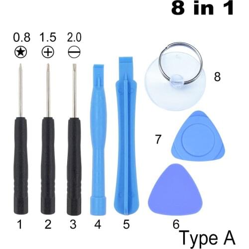 8 in 1 Repair Pry Kit Opening Tool With Pentalobe For Apple iPhone4 4G 5G 5S 6 Samsung Galaxy 1000sets/lot