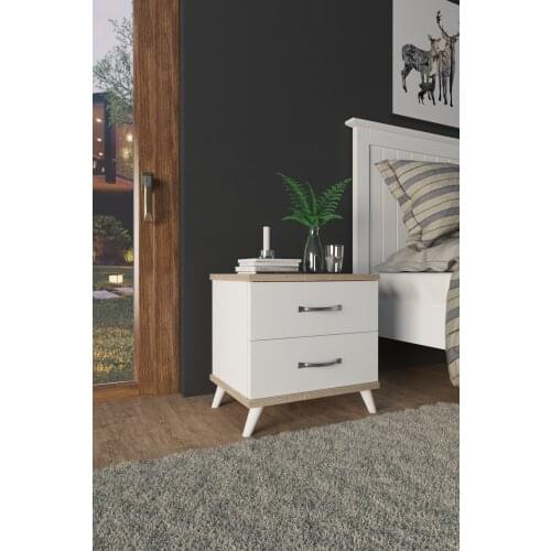 Aeka Inci 2 Drawers White Nightstand