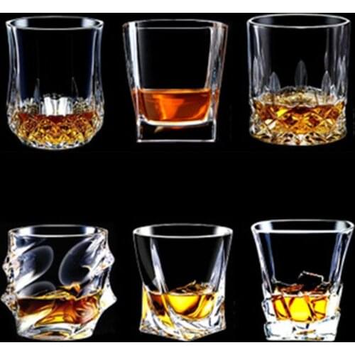 6 Sizes Wine Glass Shot Glass Transparent Cup Crystal European Style Glass Cup For Whiskey Wine Vodka Bar Club Beer Wine Glass